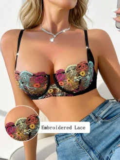 Valentine's Day Lace Embroidery Underwire Bra For Women