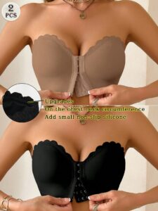 2pcs Women's Front Closure Multicolor Bras