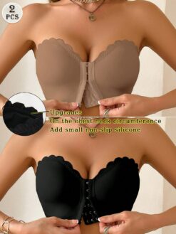 2pcs Women's Front Closure Multicolor Bras