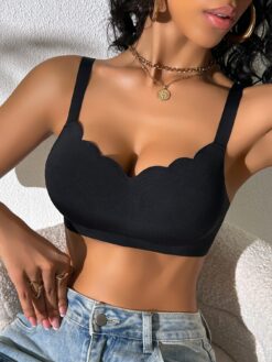 Women's Solid Color Curved Hem Comfortable Underwear