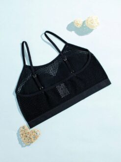 Black Seamless Perforated Adjustable Straps Cute Sports Leisure Bra