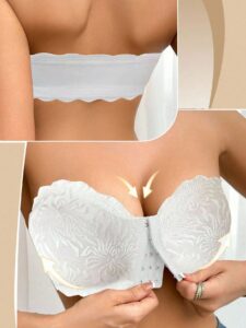 Women Lace Front Closure Wireless Camisole Bra