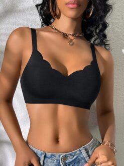Women's Solid Color Curved Hem Comfortable Underwear