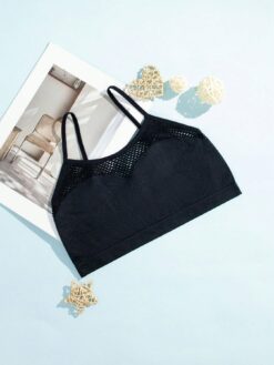 Black Seamless Perforated Adjustable Straps Cute Sports Leisure Bra