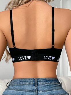 EasyFave Women's Fashionable Sexy Letter Knit Hollow Out Bra