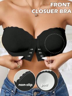 Front Closure Strapless, Seamless Wireless Sexy Bra Underwear