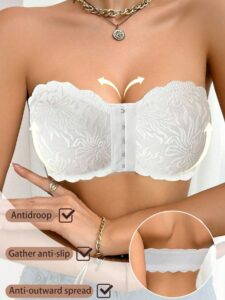 Women Lace Front Closure Wireless Camisole Bra