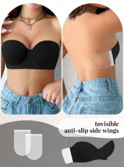Adjustable Push Up Strapless Bra With Versatile Wearing Options