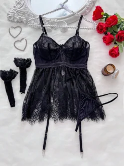 Seduluxe Eyelash Underwire Babydoll Sexy Lingerie Dress