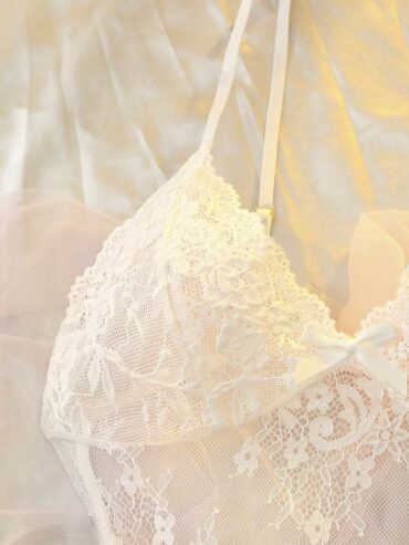 DelicateAllure Valentine's Day Lace High Waist Sexy Short Slip Dress