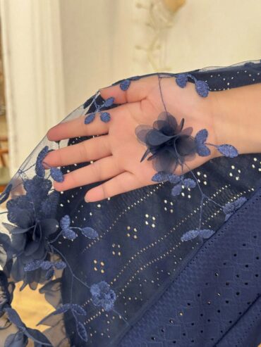 Luxurious Floral Embroidered Women Knitted Jacquard Pajamas Set