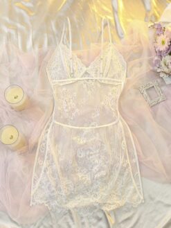 DelicateAllure Valentine's Day Lace High Waist Sexy Short Slip Dress