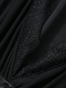Women Solid Color Front Tie Mesh Panel Everyday Wear Dress