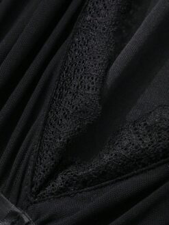 Women Solid Color Front Tie Mesh Panel Everyday Wear Dress