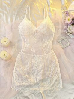 DelicateAllure Valentine's Day Lace High Waist Sexy Short Slip Dress