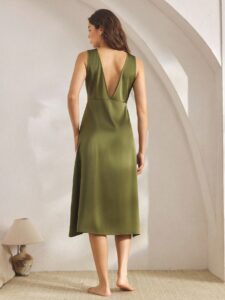 Ocili Comfortable Silky Satin Soft Minimalist Women Nightgown