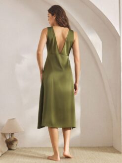 Ocili Comfortable Silky Satin Soft Minimalist Women Nightgown