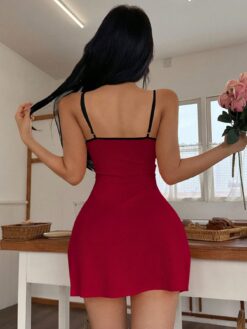 Women's Sexy Lace Patchwork Spaghetti Strap Nightgown