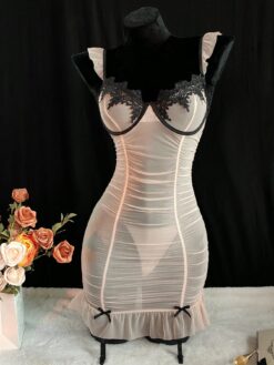 Seduluxe Women's Sexy Lingerie Dress With Underwire Bra And Thong