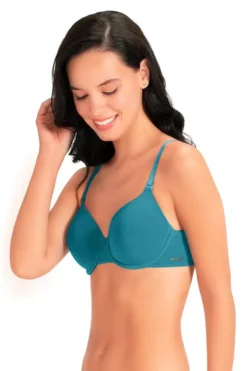 Cotton Padded Wired Bra - Tile Blue