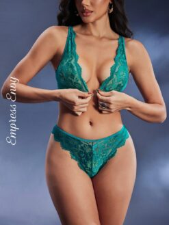 EmpressEnvy Women's Lace Front Button Closure Sexy Lingerie Set