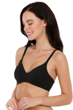 Fresh Aloe Finish Cotton Non-Padded Non-Wired Bra - Black