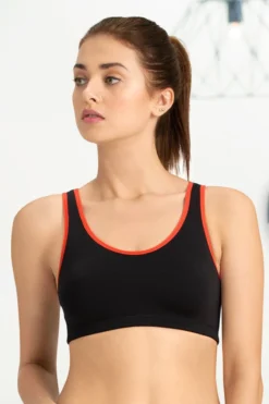 Non-Padded Non-Wired Racerback Sports Bra - Black-Lava