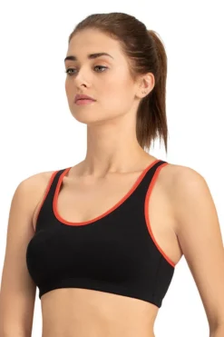 Non-Padded Non-Wired Racerback Sports Bra - Black-Lava