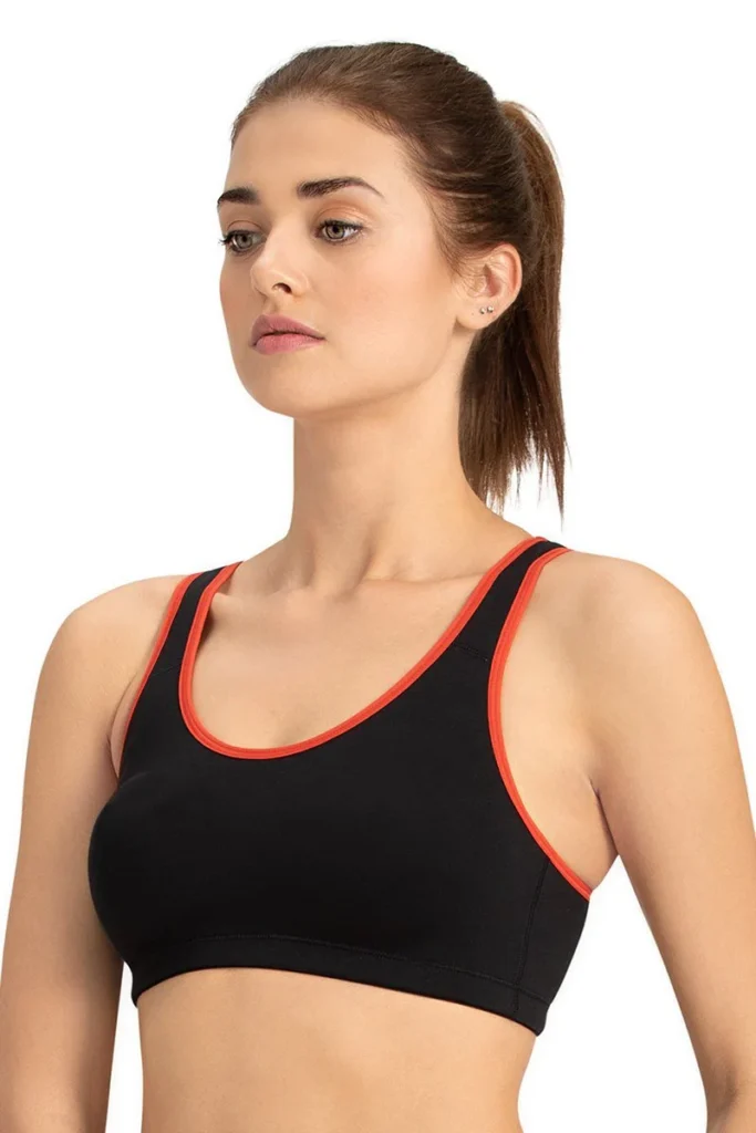 Non-Padded Non-Wired Racerback Sports Bra - Black-Lava