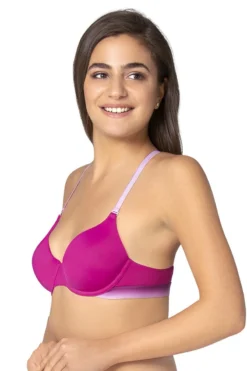 Ombre Padded Wired Crossback Strap T-Shirt Bra - Deep Fuchsia