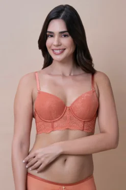 Padded Wired Demi Longline Bra - Copper Coin