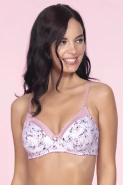 Satin Edge Padded Non-wired T-shirt Bra - Dawn Pink