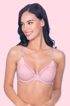 Satin Edge Padded Wired Bra - Dawn Light Pink