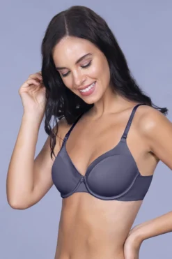 Satin Edge Padded Wired Bra - Odessey Grey