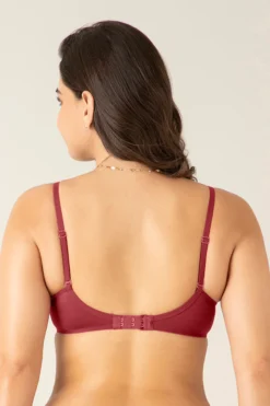 Satin Edge Padded Wired Bra - Red Dahlia