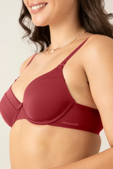 Satin Edge Padded Wired Bra - Red Dahlia