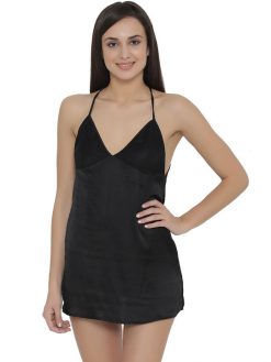 Black Solid Baby Doll Nighty