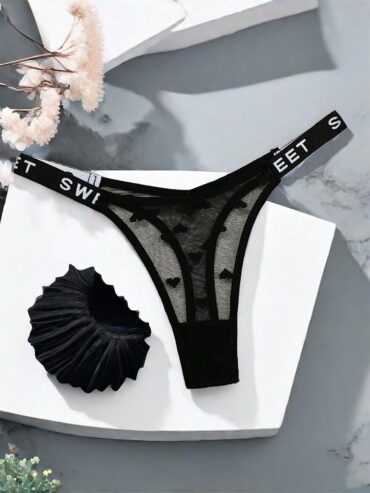 Heart-Shaped Sexy Mesh Transparent Panty