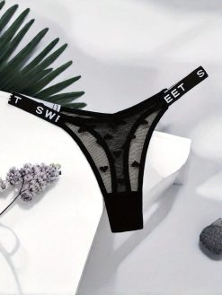 Heart-Shaped Sexy Mesh Transparent Panty