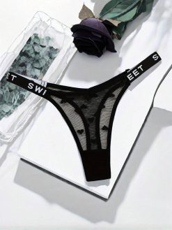 Heart-Shaped Sexy Mesh Transparent Panty