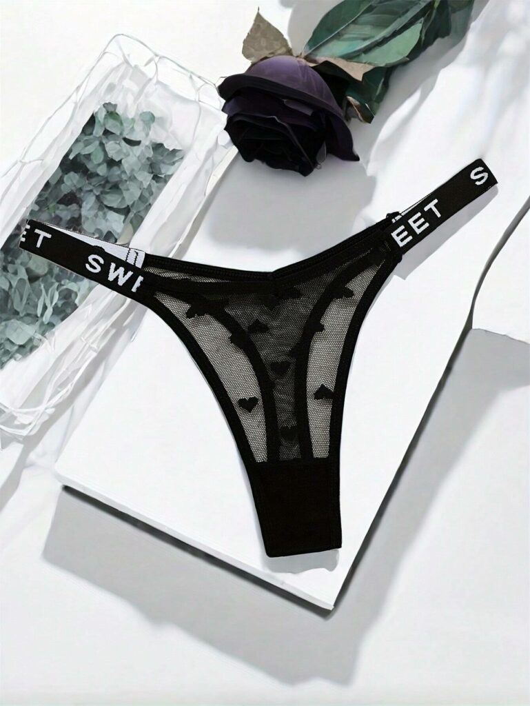 Heart-Shaped Sexy Mesh Transparent Panty