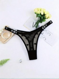 Heart-Shaped Sexy Mesh Transparent Panty