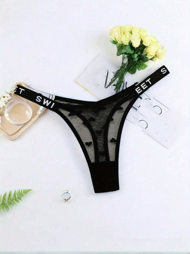 Heart-Shaped Sexy Mesh Transparent Panty