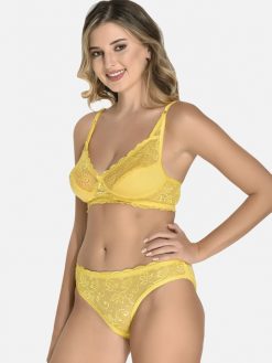 Non-Padded Floral Lace and Net Bikni Set