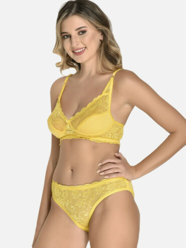 Non-Padded Floral Lace and Net Bikni Set