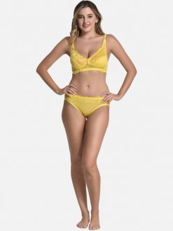 Non-Padded Floral Lace and Net Bikni Set