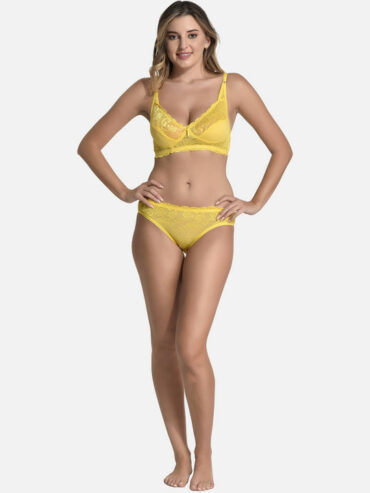 Non-Padded Floral Lace and Net Bikni Set