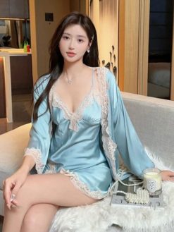 Shoulder Straps Lace Baby Doll with Robe
