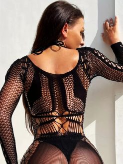 Women Bodystocking Attached Sheered Stockings