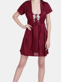 Women Satin Nighty with Robe